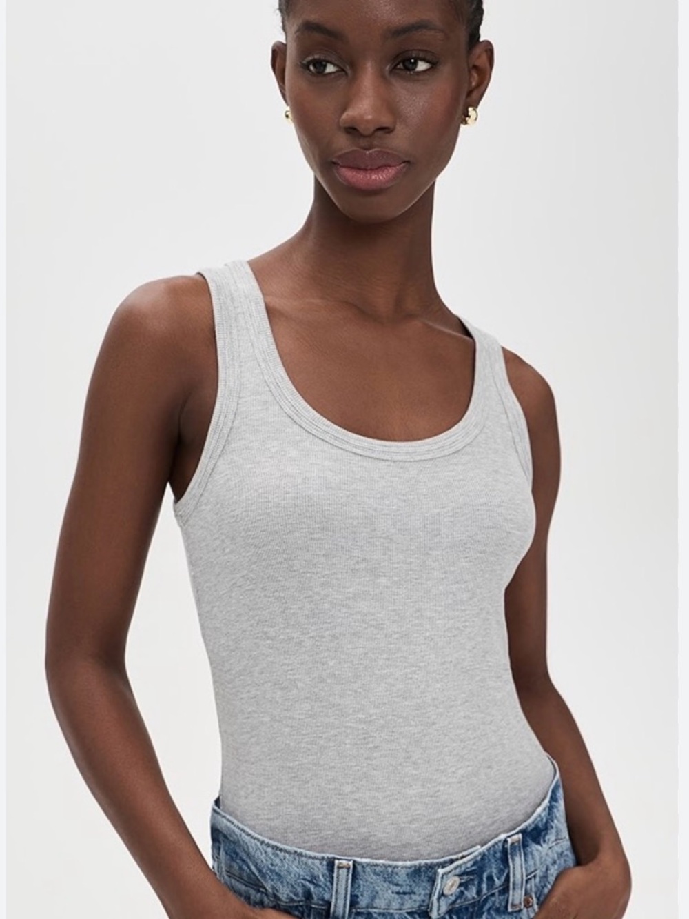 Good American Women's Heather Gray Micro Rib Tank Top Sz‎ 3XL NWT